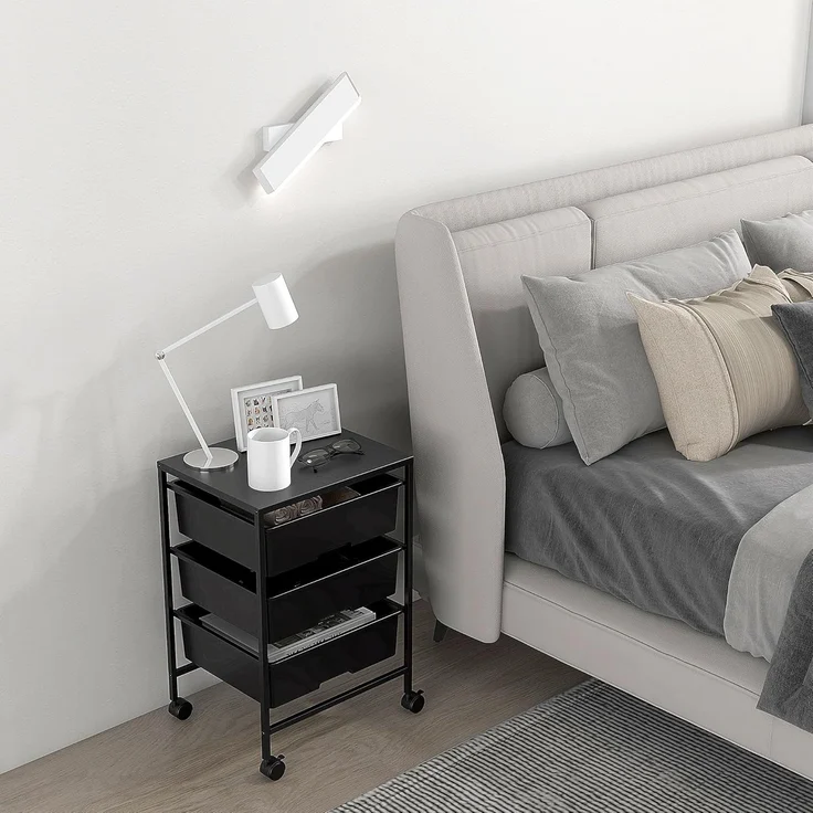 HOMCOM Servierwagen mit Rädern, 3-Lagerkörben und Stahlrahmen, (Rollwagen, 1 St, Aufbewahrungswagen), für Küche, Wohnzimmer, 40,8 x 33,5 x 60,5 cm, Schwarz – Bild 8