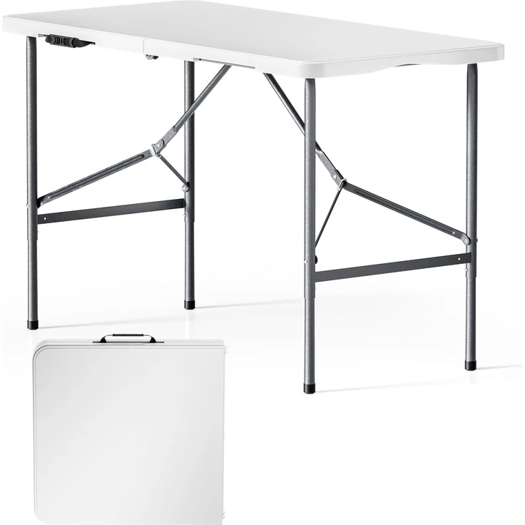 Wiltec Campingtisch klappbar 122 x 60 x 75 cm Klapptisch mit Tragegriff Partytisch Biertisch Gartentisch Buffettisch Bierzeltgarnitur Camping Tisch faltbar