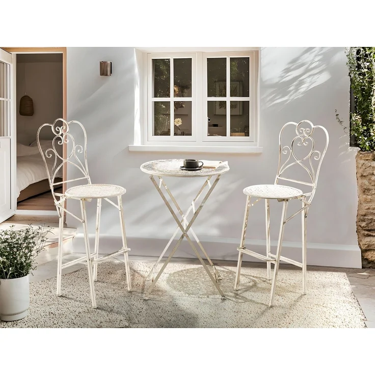 Garten Bartisch klappbar TRIESTE 60 cm 60 cm Metall Hellbeige – Bild 2