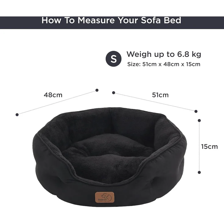 BEDSURE Katzenbett waschbar Katzen Bettchen - 51 x 48 x 15 cm Katzen Bett mit zweiseitig Innenkissen Katzenschlafplatz für Katzen oder kleine Hunde, schwarz – Bild 8