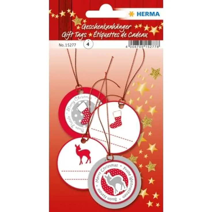 HERMA Geschenkanhänger 3D Weihnachten 5cm rot VE=6 Stück