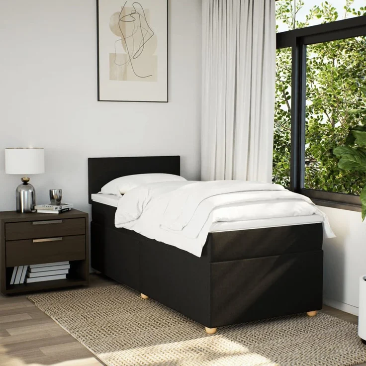 vidaXL Boxspringbett mit Matratze Schwarz 80x200 cm Stoff 3288802 – Bild 4