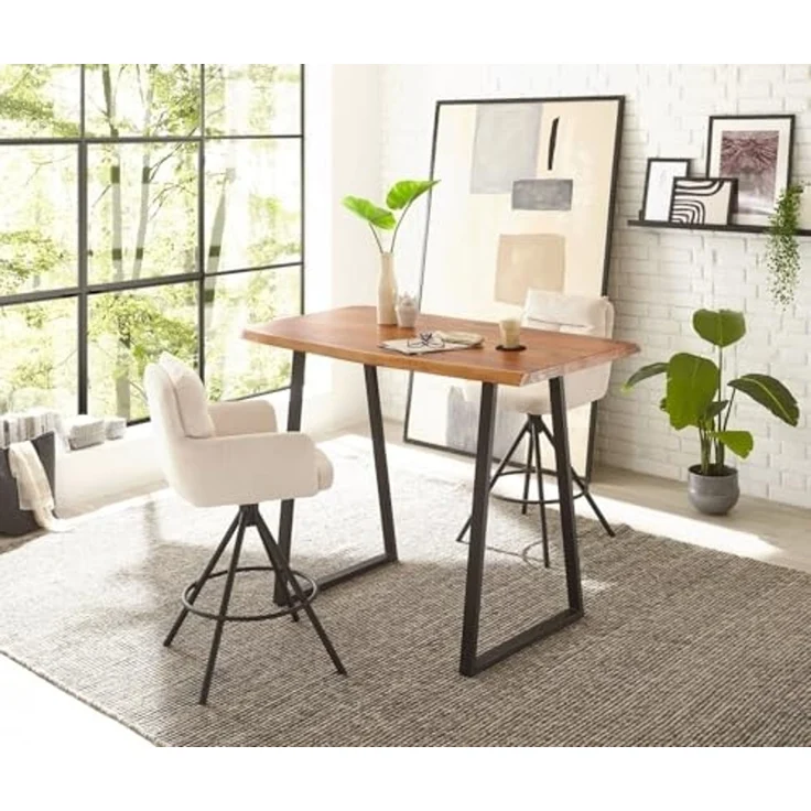 Stolkom Sp.z.o.o. Bistrostuhl Barhocker SOFIA, H 103 cm, Hellbeige, Cord, (2 St), 180 Grad drehbar mit Rückholfunktion – Bild 3