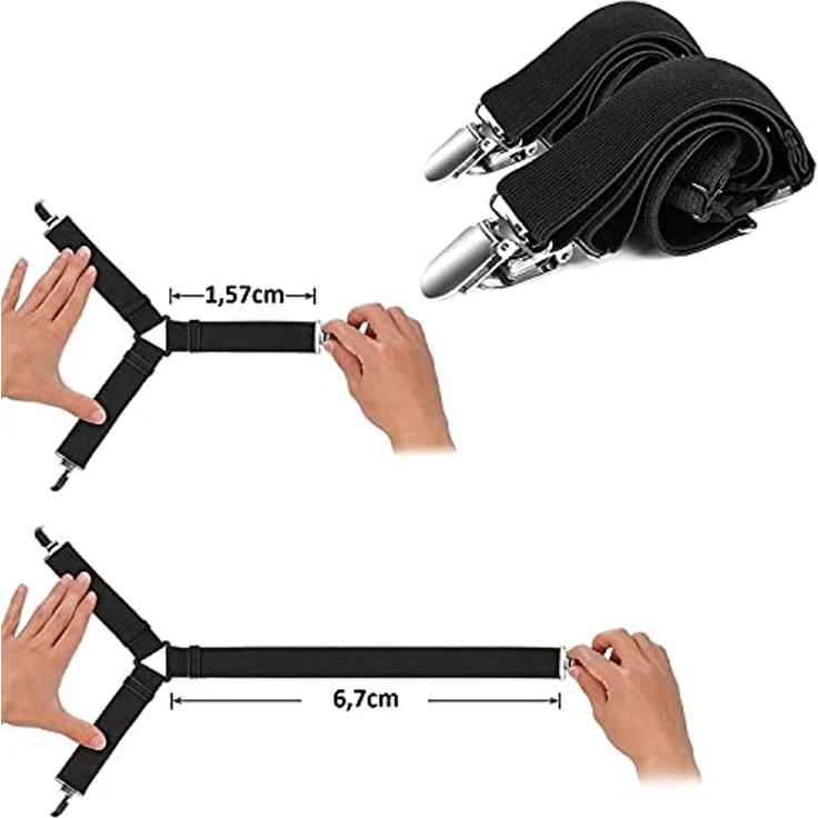 BAYLI Spannbettlaken Verstellbare Bettlakenspanner [4er Set], Betttuchspanner mit Metallcl – Bild 5