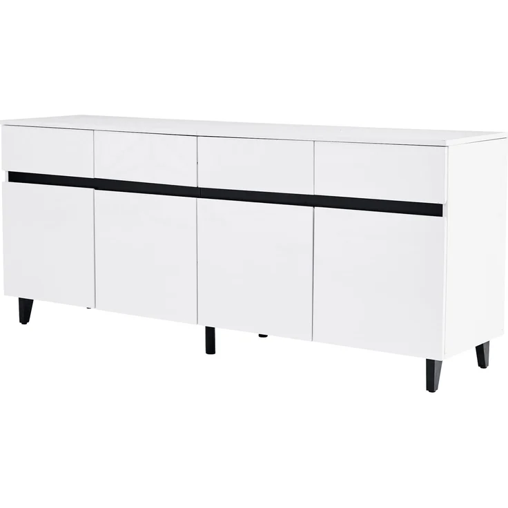 Merax Hochglanz Sideboard, Kommoden, Highboard, Schubladenkommoden mit 4 Schubladen 2 Türen und höhenverstellbaren Regalböden, Hochglanz-Sideboard, Hochglanz-Unterschränke, Eckschränke – Bild 9