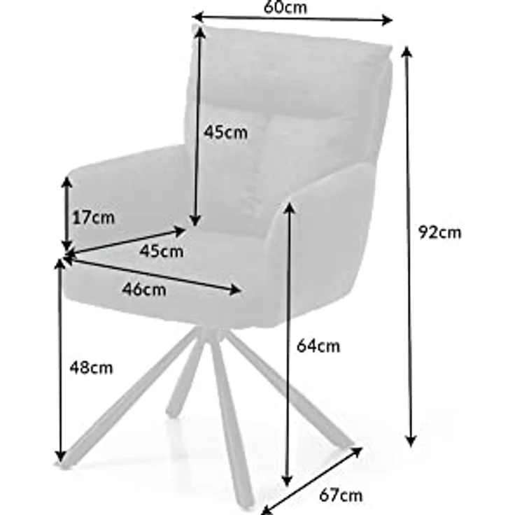 riess-ambiente Polsterstuhl BIG GEORGE grau / schwarz (Einzelartikel, 1 St), Esszimmer · 360° drehbar · mit Armlehne · Retro – Bild 4