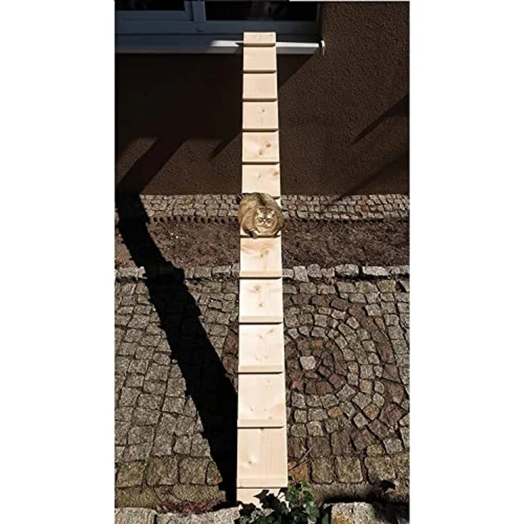 QLS Haustiertreppe Katzenleiter (VARIANTEN zur Auswahl), Katzentreppe Katzenstufe für Balkon 1,2 bis 6m mit Verbindungsstücken – Bild 4