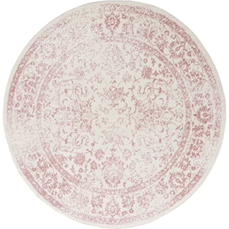 Safavieh Runder Teppich 213 cm Rund - Adirondack Collection - Transitional Design, Elfenbein & Rosa, Pflegeleichte Synthetikmischung, Ideal für Wohnzimmer, Schlafzimmer, Büro | 1 cm Flor, Teppich für den Innenbereich, langlebig, kinder- und haustierfre... – Bild 2