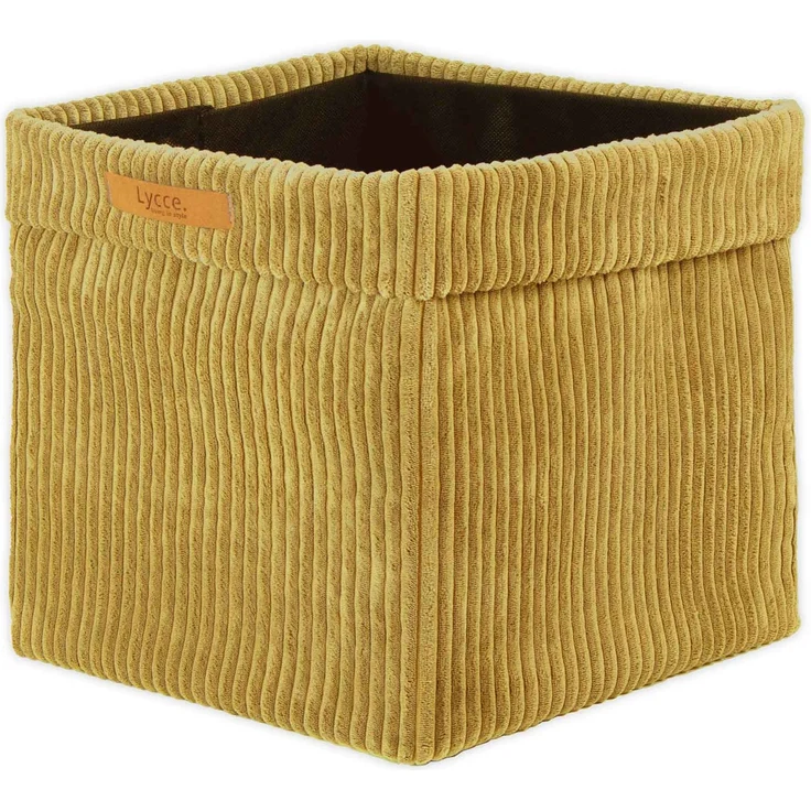 Lycce faltbare Aufbewahrungsbox - Cord, passend für Kallax Regal, abnehmbarer Bezug, robust, formstabil Senfgelb 31x33x33cm – Bild 1