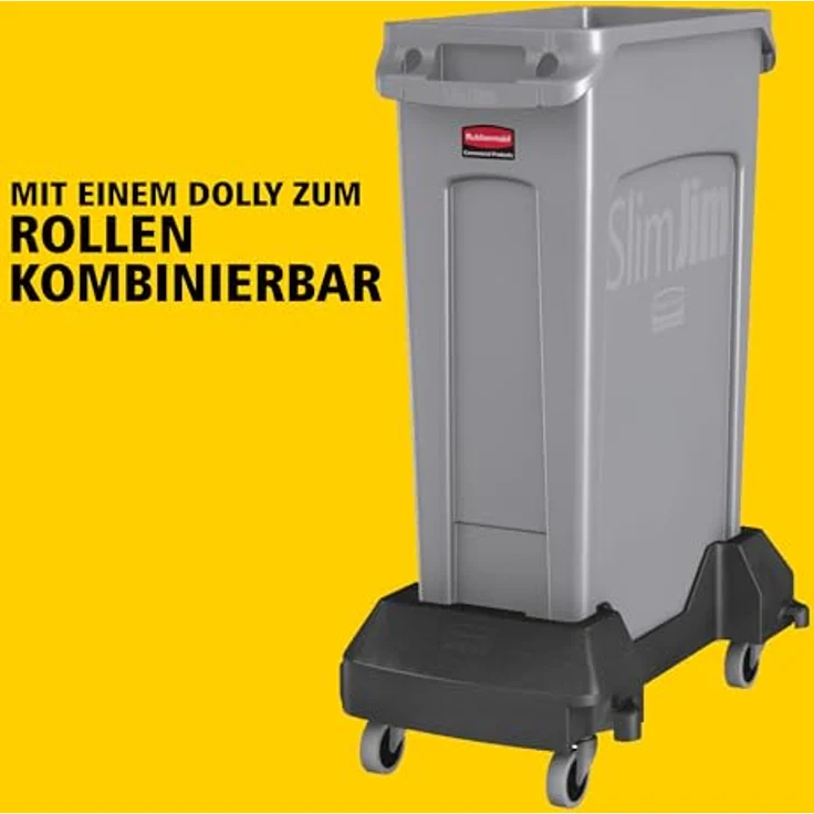Rubbermaid Abfallbehälter Slim Jim mit Lüftungskanälen,blau zur Mülltrennung von Recycling-Abfällen, rechteckig, ohne Deckel, Fassungsvermögen: 87 Liter, versehen mit RecyclingLogo, strapazierfähiger Vollkunststoff, leichte Reinigung, Haltepunkte am Bo... – Bild 8