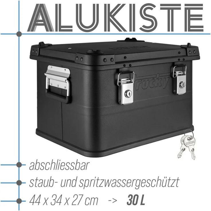 Trucky Allzweckkiste Auswahl 30-140 L Aluminium Box mit Deckel Kiste Transportbox Schwarz – Bild 2