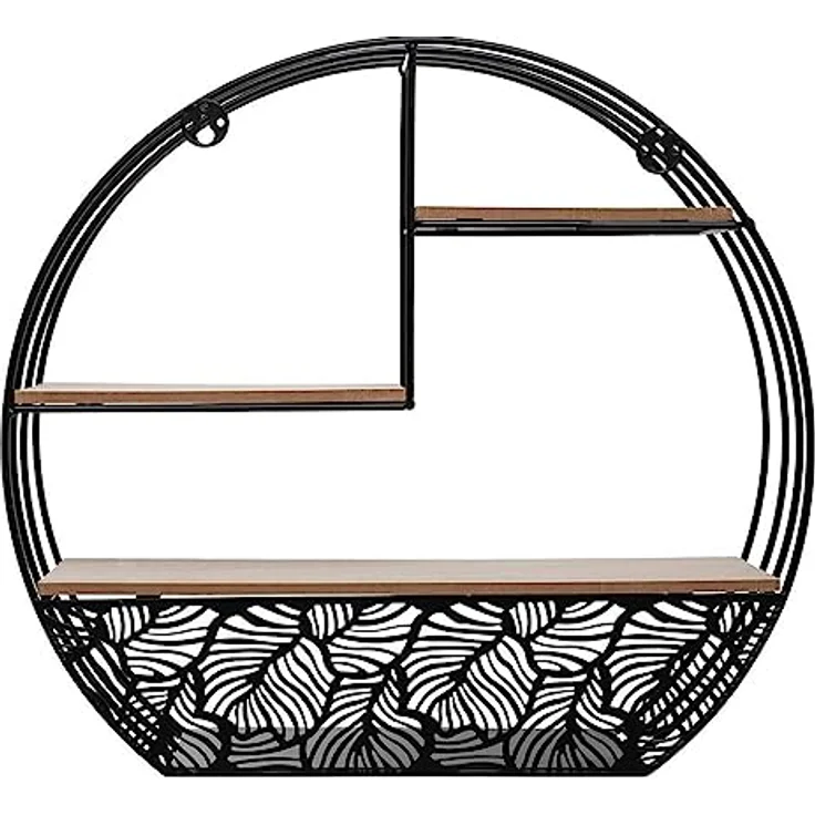 Atmosphera Createur d´interieur Wandregal Mirna, Schwarz, Metall, 10.5x36x39.3 cm, mit drei Regalböden und Pflanzen-Dekor für Wohn- und Schlafzimmer – Bild 4