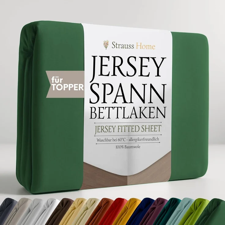 Strauss Home Spannbettlaken Premium Topper Spannbettlaken 150GSM für Matratzen-Topper 10cm Höhe, Gummizug: Rundumgummi, für Topper mit einer Höhe von 10cm, OEKO-TEX zertifiziert