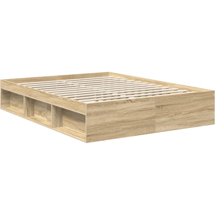 vidaXL Bettrahmen Sonoma-Eiche 150 x 200 cm Massives Kiefernholz 3412882 – Bild 4