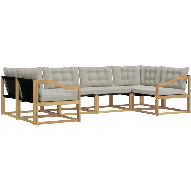 vidaXL Outdoor-Sofagarnitur 6 stk. 6-Sitzer Weiß und Hellgrau 3389029 – Bild 2