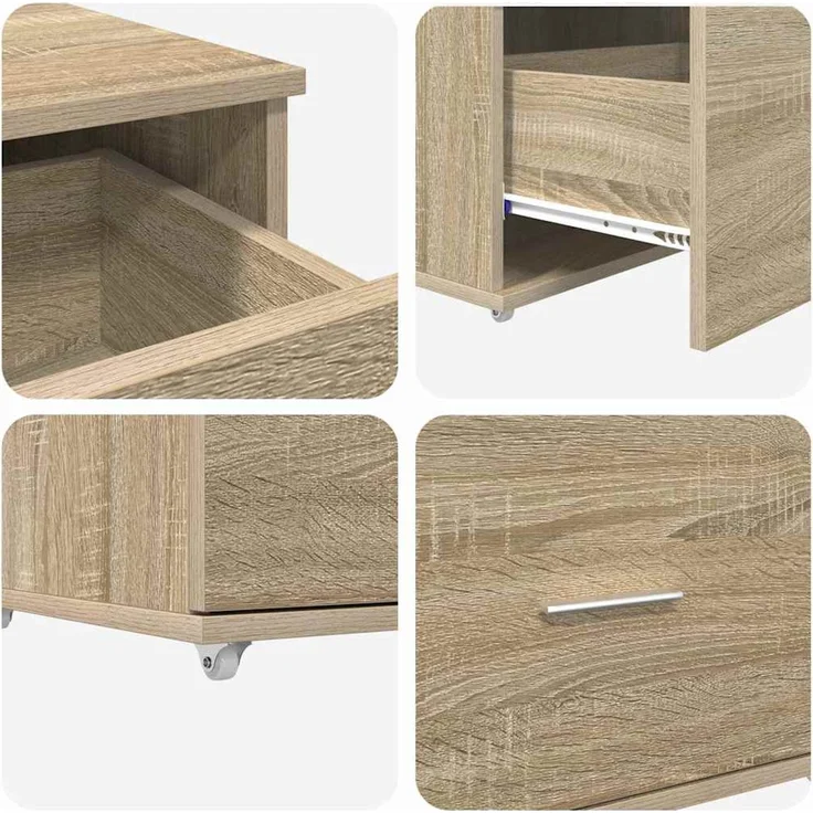 vidaXL Schubladenschrank Mit Rad Sonoma-Eiche 55 x 45 x 31 cm 869308 – Bild 9