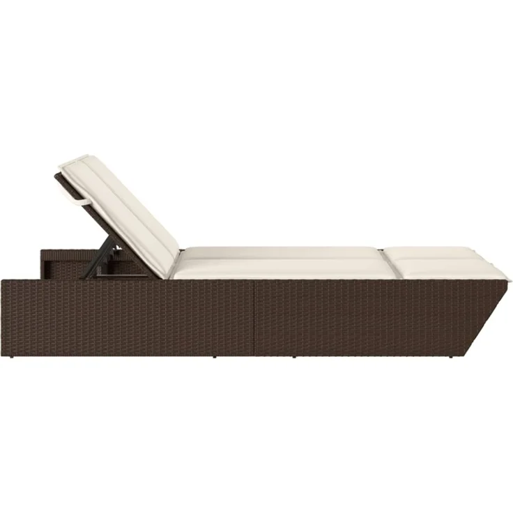 vidaXL Doppel-Sonnenliege mit Auflagen Braun Poly Rattan 368180 – Bild 11
