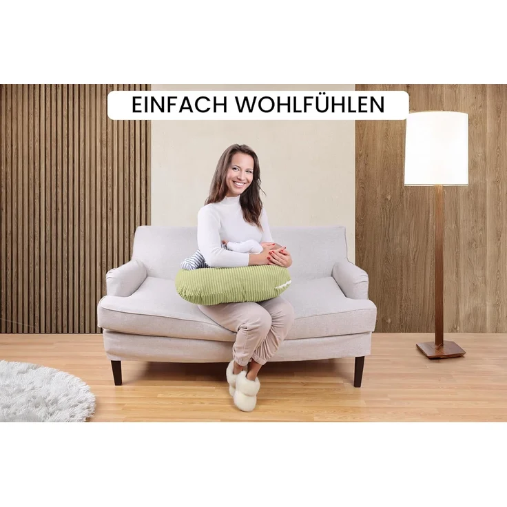 Amilian Stillkissen - Lagerungskissen - Schwangerschaftskissen mit Füllung und Bezug, Stillmond - Stillhörnchen - pregnancy pillow, für Mütter und Babys – Bild 5