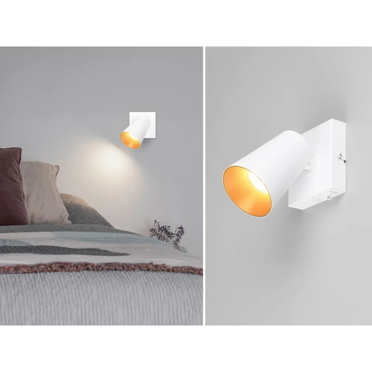 LED Wandstrahler Weiß Gold mit Schalter, Breite 10cm – Bild 1