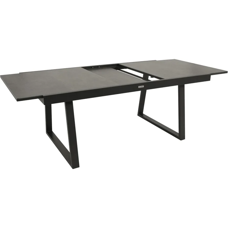 DEGAMO REIMS II Gartengarnitur, Alu + Keramikoptik, anthrazit, 9-teilig grau (8x Stapelsessel, 1x Ausziehtisch 180/240x100cm) – Bild 4