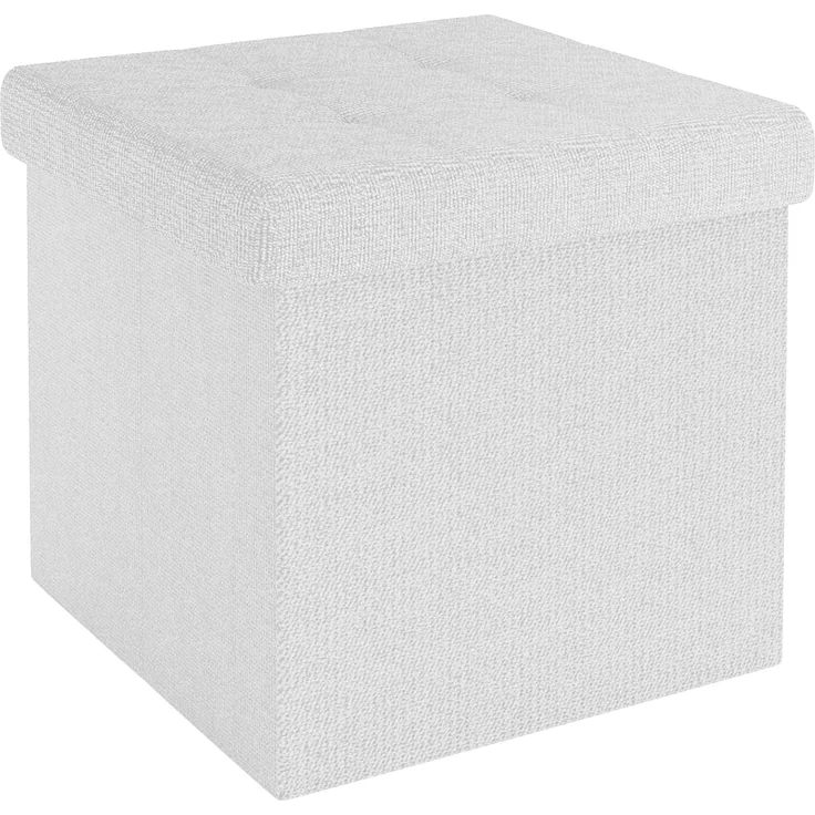 Intirilife Sitzhocker (Sitzwürfel mit Stauraum 30x30x30 cm in SCHNEE WEIß - Fußablage, 1 St), Faltbare Sitzhocker - aus Stoff mit Mulden - Aufbewahrungsbox Truhe – Bild 1