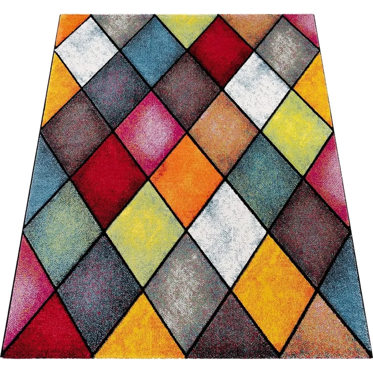 Paco Home Teppich Wohnzimmer Kinderzimmer Kurzflor Moderne 3D Optik Kariert Geometrische Muster, Grösse:120x170 cm, Farbe:Bunt 3 – Bild 6
