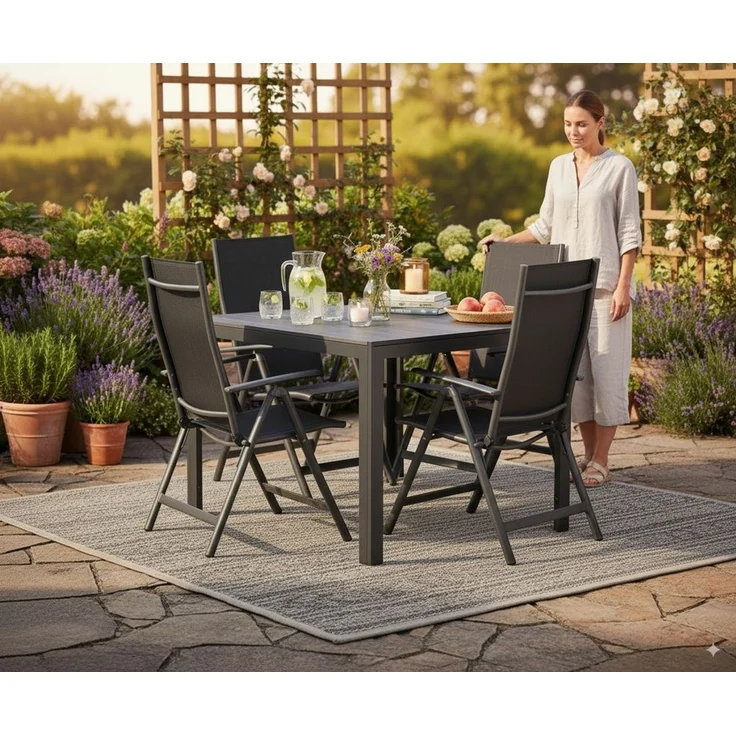 Aluminium Gartentisch Beistelltisch Esstisch Balkontisch Non-Wood Platte 80x80cm – Bild 3