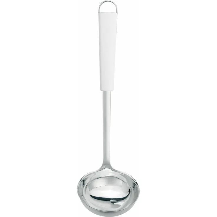 Brabantia Küchenhelfer Essential, Suppenschöpfer/Schöpflöffel, Kelle in Weiß und Edelstahl, 400568