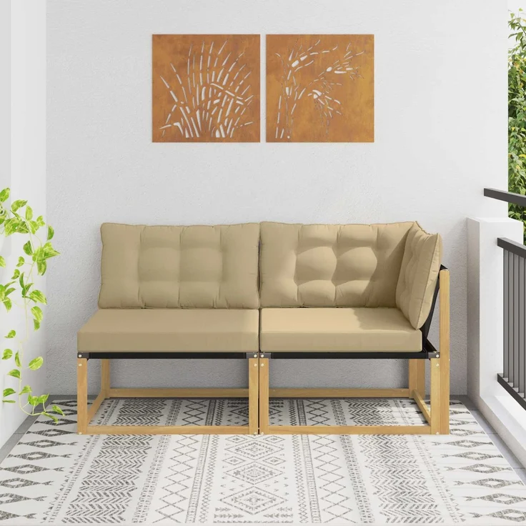 vidaXL Sectional Sofa Einheiten 2-Sitzer Massivholz Akazie 901656 – Bild 1