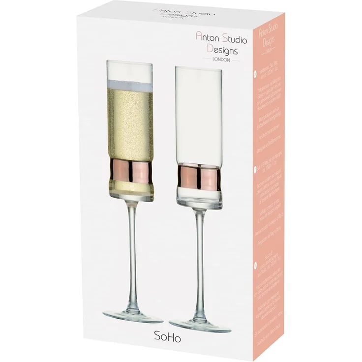 2er Set Anton Studio Designs SoHo Champagnerflöten Sektgläser bronze – Bild 7
