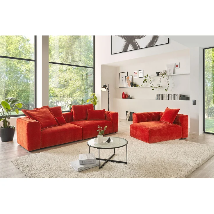 KAWOLA Sofa Sitzelement SEPHI medium Cord Vintage rot 39 x 82 x 107 cm – Bild 4