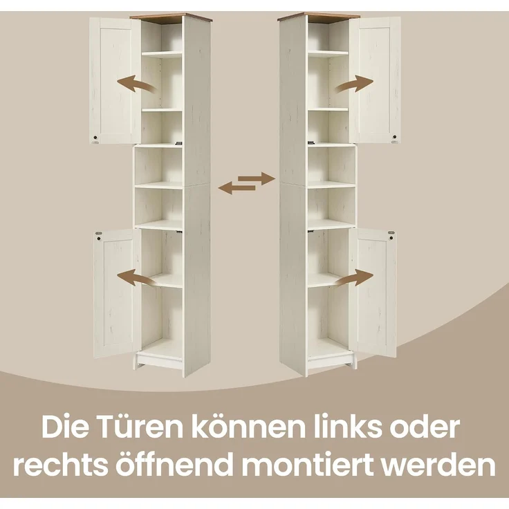 SONGMICS HOME Badezimmerschrank, Toolless-Technologie, superschnelle werkzeuglose Montage, Badschrank schmal, verstellbare Ablagen, Wohnzimmer, Flur, 30 x 30 x 170 cm, vintageweiß – Bild 6