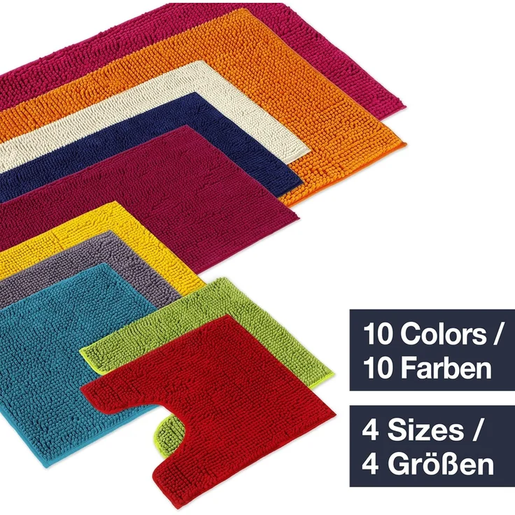 WohnDirect Badematten Set 3 teilig Pink • WC Vorleger (45x45 cm), Badematte (50x80 cm,70x120 cm) • rutschfest waschbar Badezimmerteppich MIT WC-Ausschnitt – Bild 7