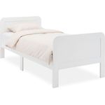 Komfortbett 90x200 Seniorenbett Höhenverstellbar Holzbett Einzelbett Weiß Hohes Bett Bettgestell