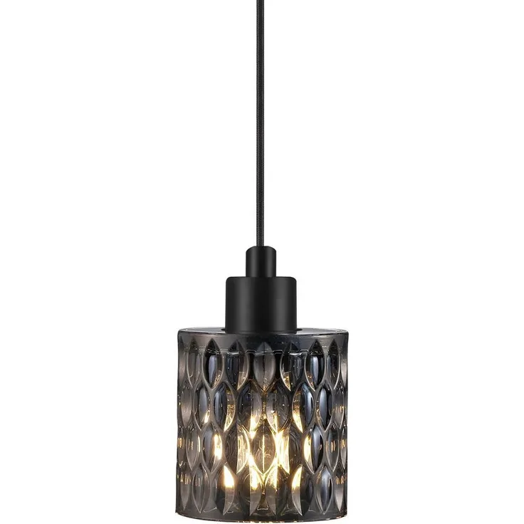 Hängelampe Riffelglas rauch Nordlux Hollywood mit E27 Fassung