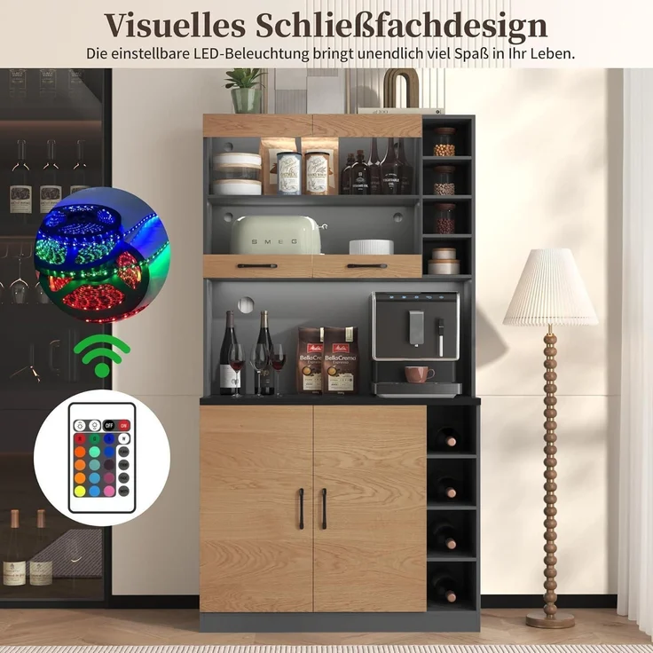 Küchenschrank Buffet Highboard Holz LED – Bild 3