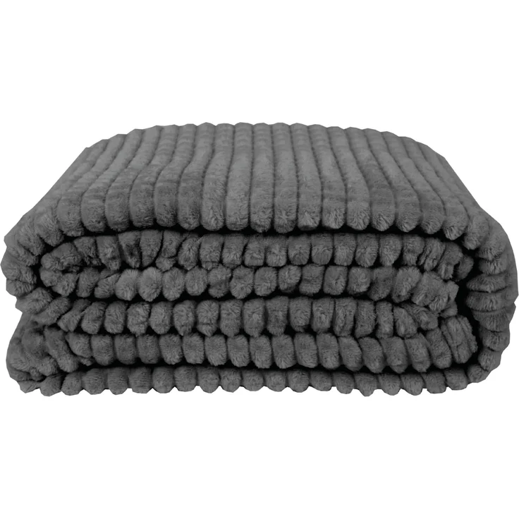 Kuscheldecke Jacquard Flanell Anthrazit 130x170 cm – Bild 4