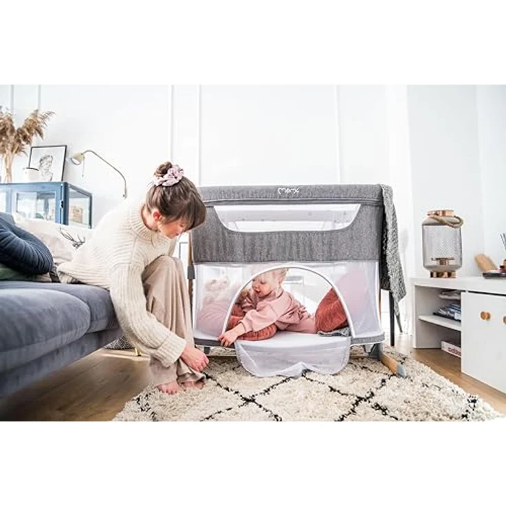 Momi SMARTBED 4-in-1 Kinderbeistellbetten bis 15 kg, Beistellbett für Babys mit Matratze, Höhenverstellbar – Bild 20