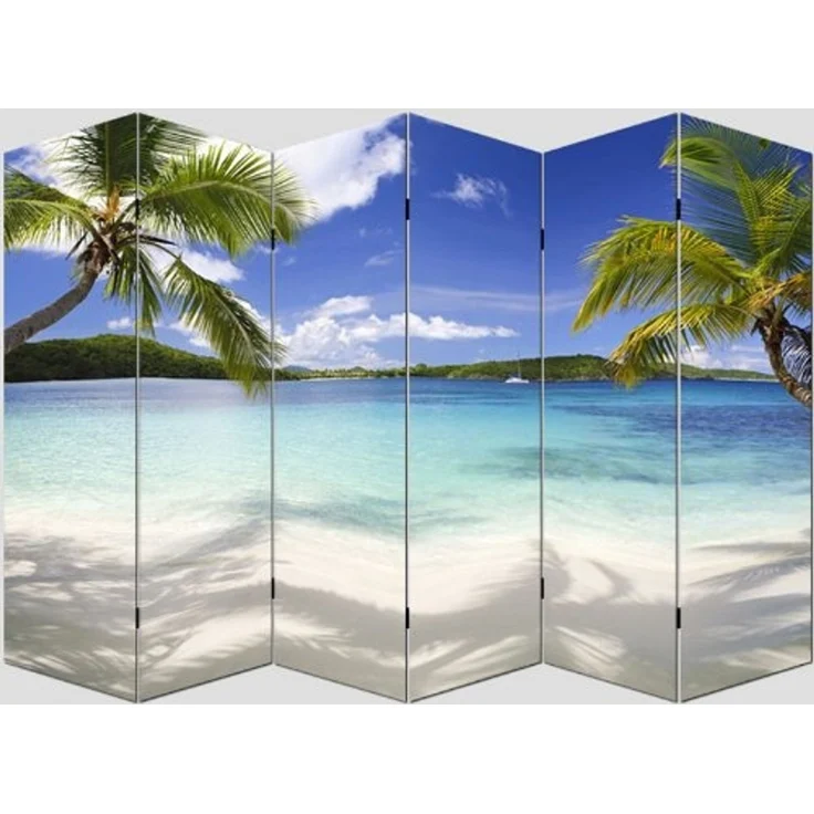 Foto-Paravent Paravent Raumteiler Trennwand M68 MVG-zertifiziert ~ 180x240cm, Strand – Bild 3