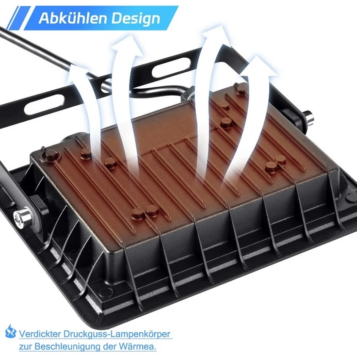 FIVMEN LED Flutlichtstrahler LED Strahler 5x100W Superhell LED Fluter Außenstrahler Aluminium, Scheinwerfer Licht für Garten, Garage, Hof oder Hote – Bild 2