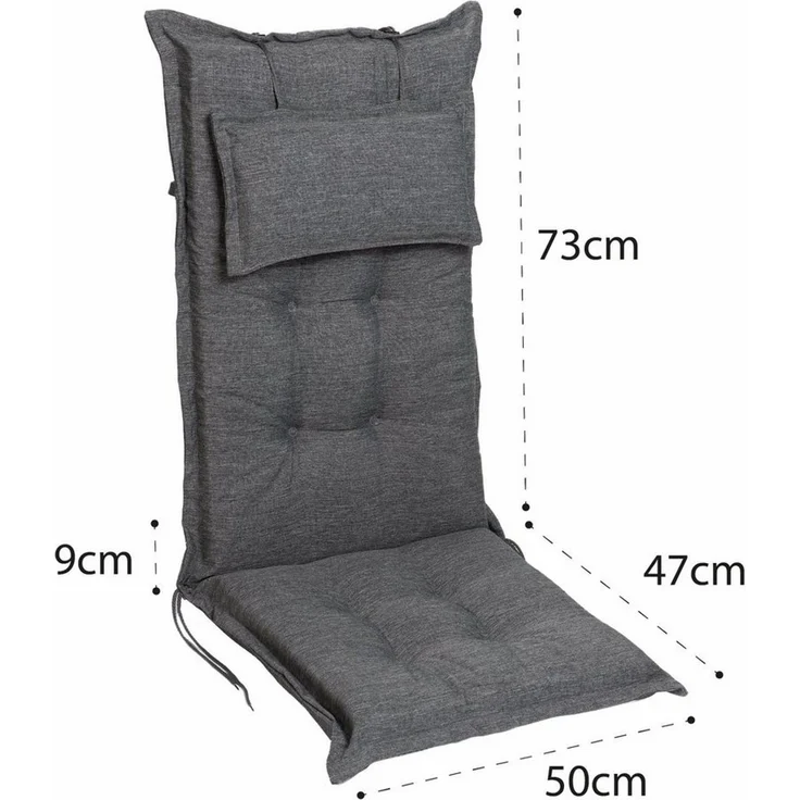 sunnypillow Hochlehnerauflage Gartenstuhlauflagen mit abnehmbarem Kopfpolster 120x50x9 cm, (6 St), Auflage Polsterauflagen UV-Lichtecht – Bild 3