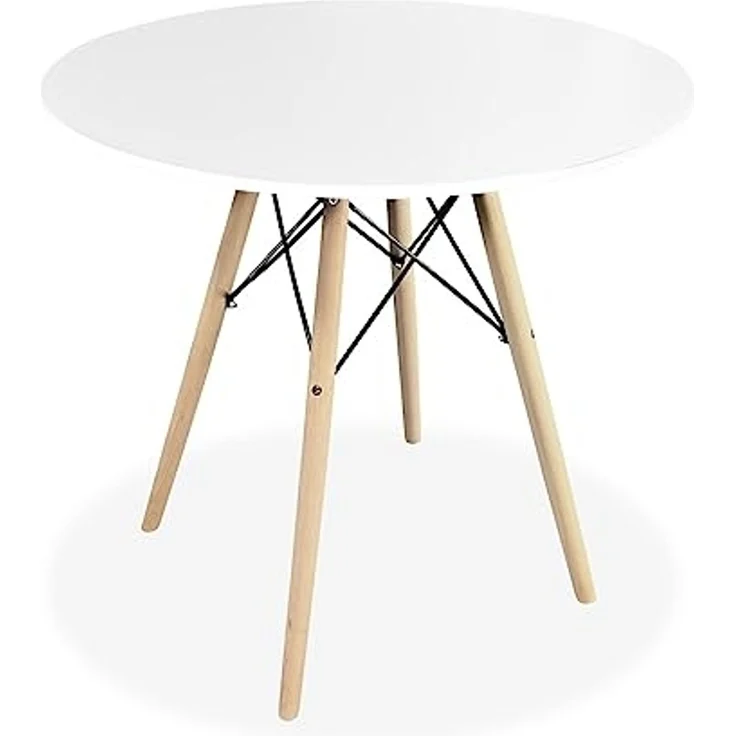 Homey Weißer runder Esstisch oder Küchentisch, Modell Malmö, Melamin, 80 cm (L) x 80 cm (B) x 75 cm (H) – Bild 1