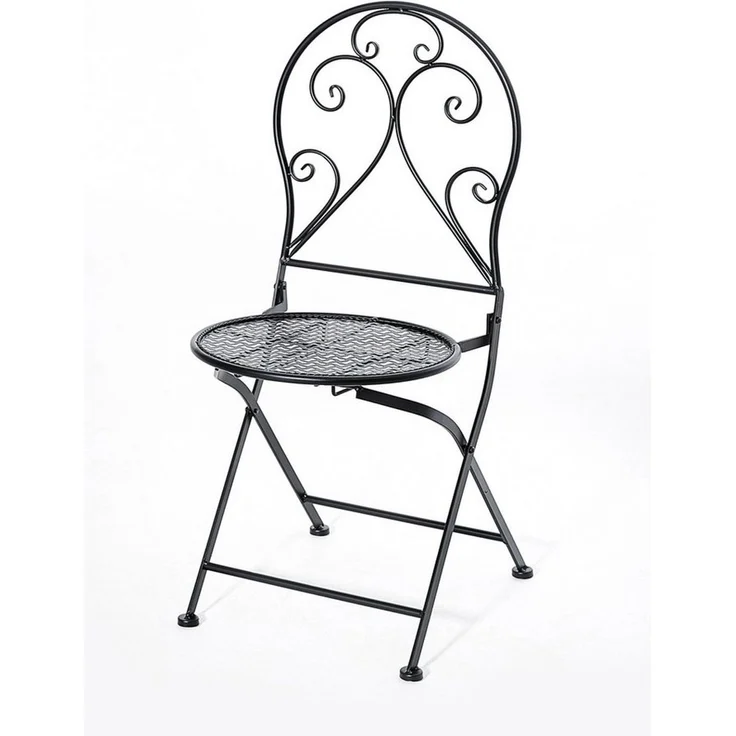 Wohnando Garten-Essgruppe Sitzmöbel Garten, kleines Bistroset "Core", schwarz, Balkonmöbel, (3-tlg), aus Metall 2 Stühle und 1 Tisch, verschnörkeltes, romantisches Design – Bild 2