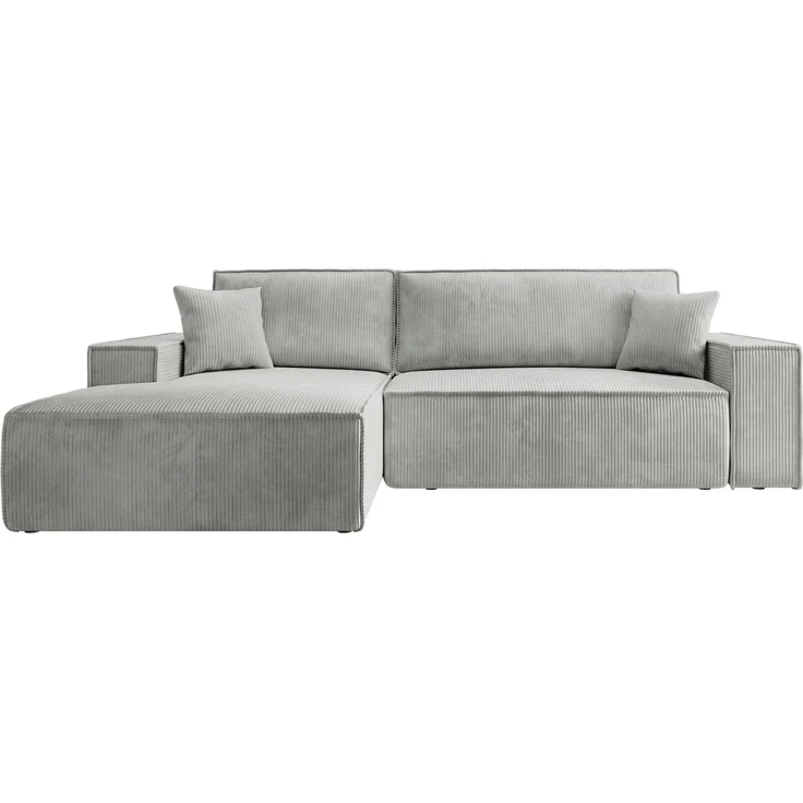 Selsey 'Farese New' Ecksofa mit Cordbezug, Schlaffunktion und Stauraum, Hellgrau, links – Bild 6
