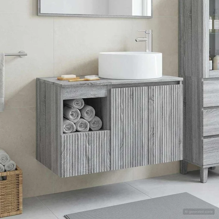 vidaXL Badezimmerschrank-Set 2 stk. Grau Sonoma 79,5 x 44,5 x 80 cm 3404110 – Bild 1