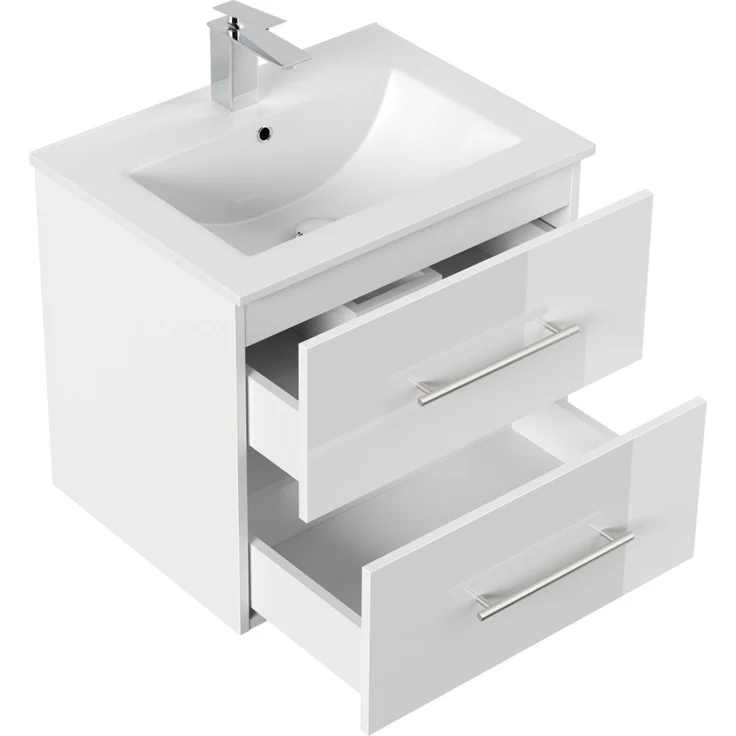 Badmöbel Firenze 60 SoftClose weiss hochglanz : Weiss hochglanz – Bild 2