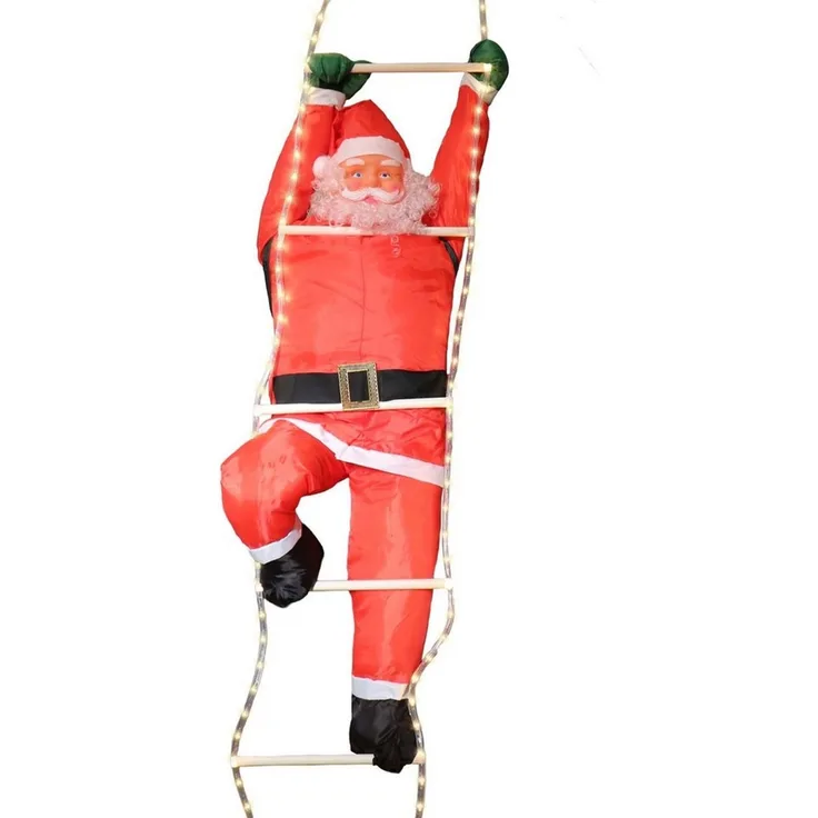 Gartenpirat Lichterkette Weihnachtsmann 120/200 cm auf Leiter mit LED beleuchtet für außen