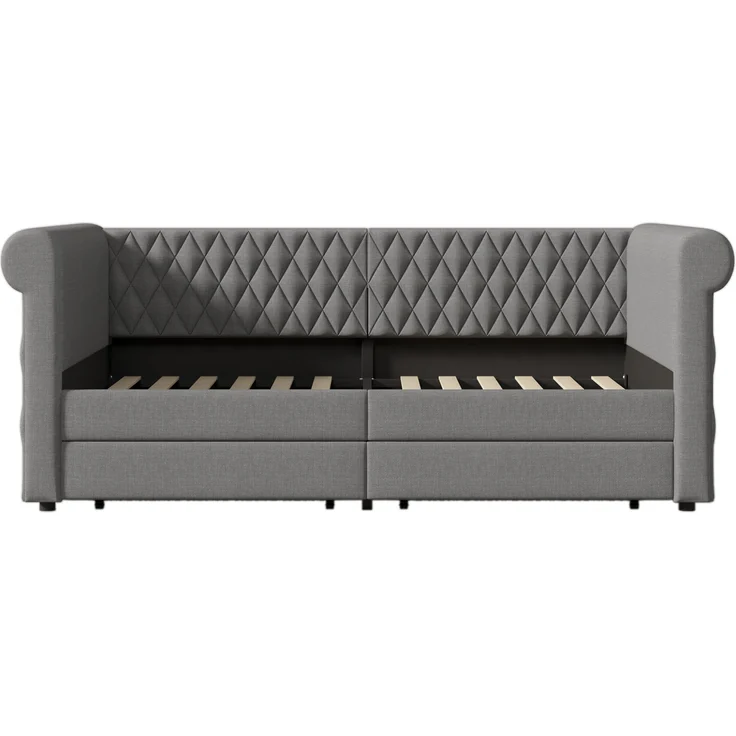 Polsterbett 90x200 cm mit 2 Schubladen – elegantes Schlafsofa in Grau, ohne Matratze – Bild 8