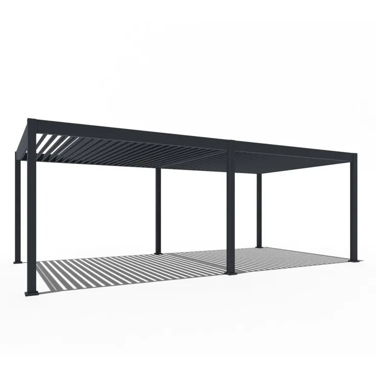 Weide E-Deluxe | elektrische Pergola mit LED | Voll Aluminium | 3,6 x 7,2 M | motorisiertes Lamellendach anthrazit