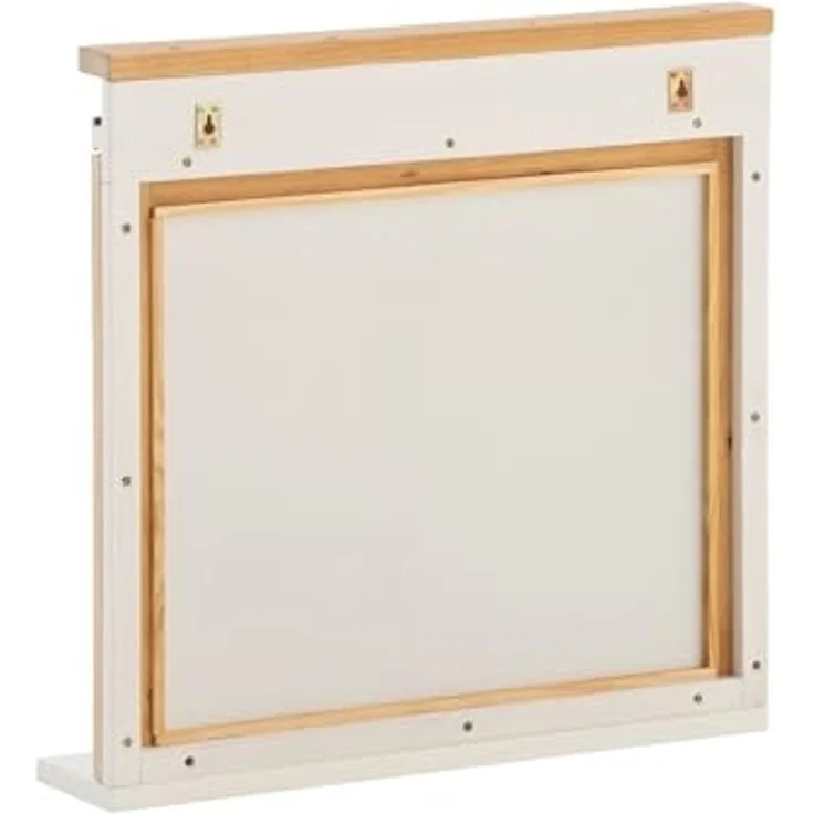 Rustikaler Capera Spiegel 70x70cm Massivholz weiß braun mit Ablage Wandspiegel für Bad | massivum – Bild 5